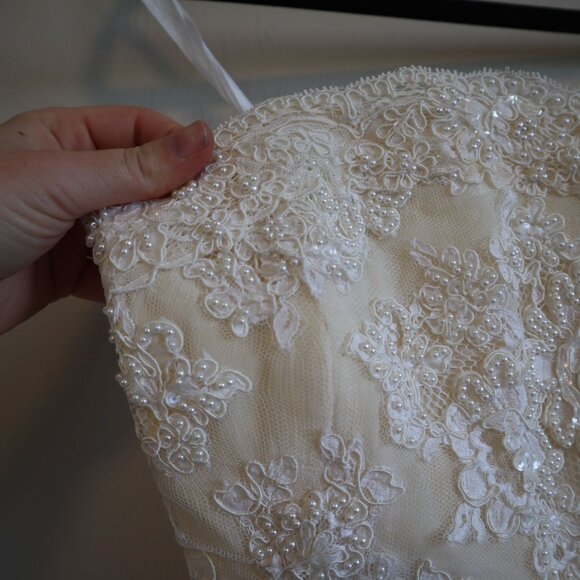 Janice Martin Strapless Peplum Beaded Tube Top Wedding Size XS - Picture 4 of 8